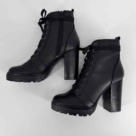 Steve Madden Laurie Platform Boots Size 8.5 Black Leather Lace-Up Whimsigoth - Picture 6 of 13